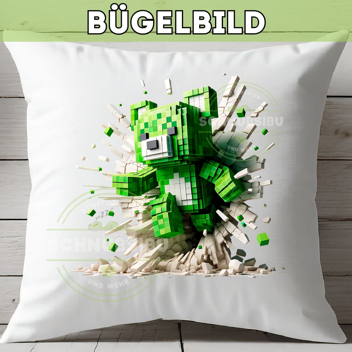 Bügelbild Baustein Bär